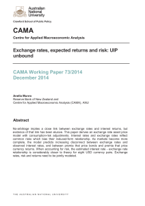 Exchange rates, expected returns and risk: UIP unbound CAMA