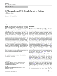 Self-Compassion and Well-Being in Parents of Children with Autism