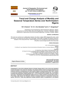 Trend and Change Analysis of Monthly and Seasonal Temperature