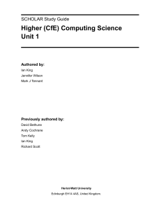 Higher (CfE) Computing Science Unit 1