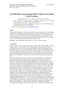 Cash Dividend Announcement Effect: Evidence from Dhaka Stock