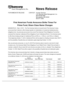 News Release - First American Funds