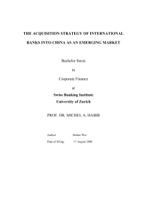 THE ACQUISITION STRATEGY OF INTERNATIONAL BANKS INTO