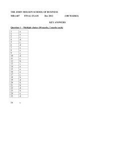 solutions mba 607 exam june 2013