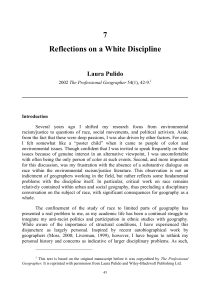 7 Reflections on a White Discipline