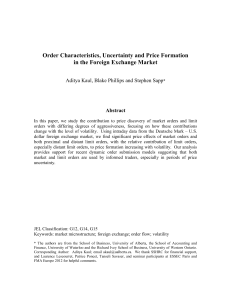 Order Characteristics, Uncertainty and Price Formation in the