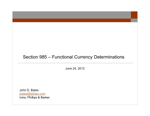 Section 985 – Functional Currency Determinations