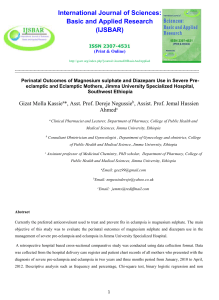 Perinatal Outcomes of Magnesium sulphate and Diazepam Use in