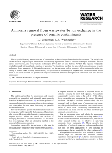 Ammonia removal from wastewater by ion exchange in