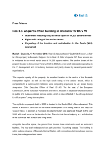 Real I.S. acquires office building in Brussels for BGV VI