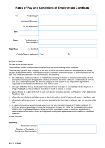 Rates of Pay and Conditions of Employment Certificate