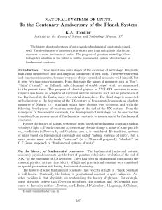 Natural Systems of Units