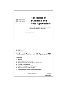 Tax Issues in Purchase and Sale Agreements