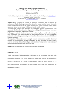 1 Impact of road runoff in soil and groundwater. Synthesis of