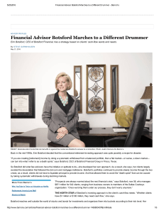 Financial Advisor Botsford Marches to a Different Drummer