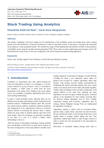 Stock Trading Using Analytics - American Institute of Science