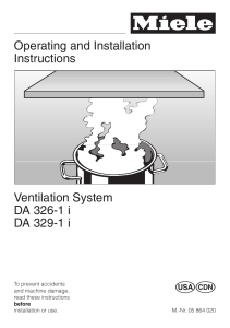 Operating and Installation Instructions Ventilation System DA 326