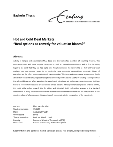 Keywords: hot and cold deal market, valuation biases, real options