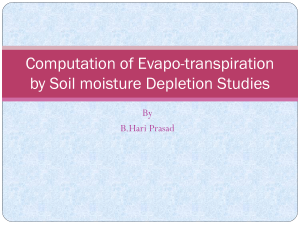 Computation of Evapotranspiration by Soil moisture Depletion Studies