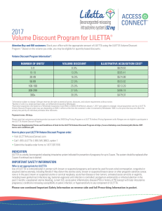 2017 Volume Discount Program for LILETTA