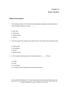 Chapter 13 Equity Valuation Multiple Choice Questions 1. The