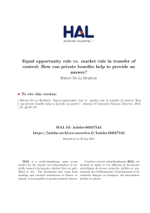Equal opportunity rule vs. market rule in transfer of control - Hal-SHS