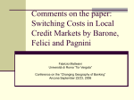 Switching Costs in Local Credit Markets by Barone, Felici and Paganin