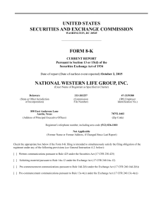 NWL Group Inc Form 8-K Reorganization 10-01-2015
