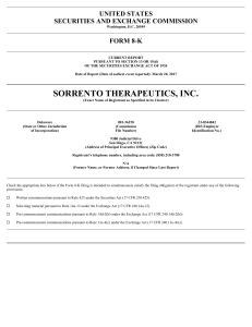 8-K - Sorrento Therapeutics