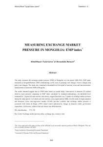 MEASURING EXCHANGE MARKET PRESSURE IN MONGOLIA