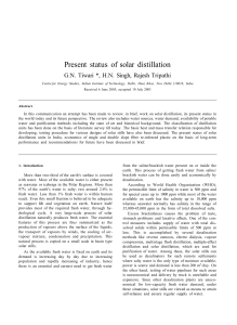 Present status of solar distillation