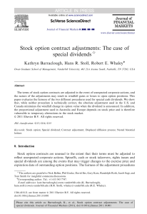 Stock option contract adjustments The case of special dividends