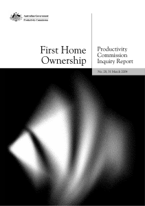 First Home Ownership - Productivity Commission