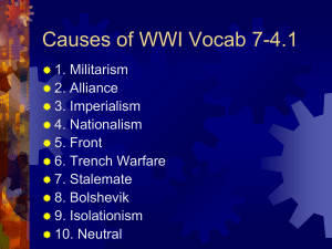 Causes of WWI Notes 7-4.1 and Vocabulary