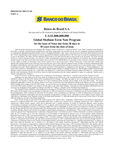 Banco do Brasil S.A. U.S.$1,000,000,000 Global Medium