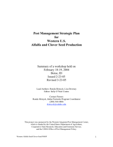 Pest Management Strategic Plan for Western U.S. Alfalfa and Clover