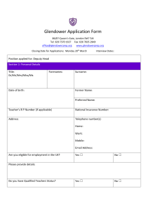 Glendower Application Form