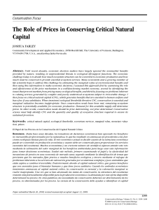 The Role of Prices in Conserving Critical Natural Capital