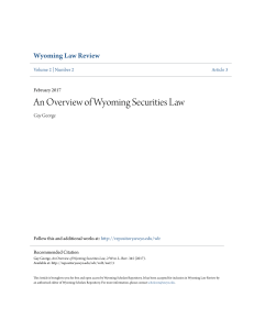 An Overview of Wyoming Securities Law