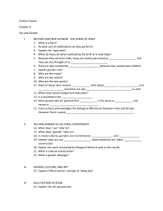 Culture Counts Chapter 8 Sex and Gender NEITHER MAN NOR