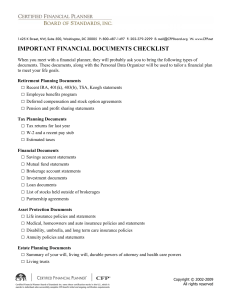 IMPORTANT FINANCIAL DOCUMENTS CHECKLIST
