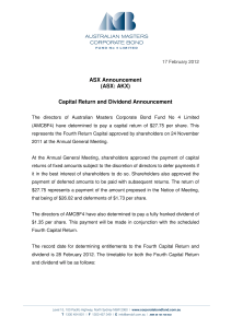 Capital Return and Dividend Announcement