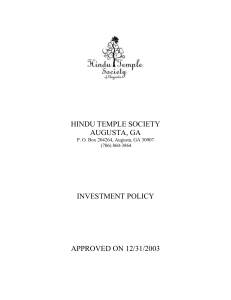 Investment Policy - Hindu Temple Society of Augusta