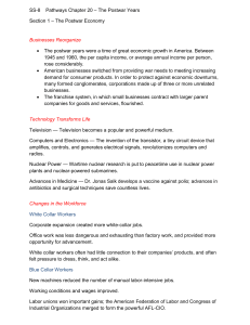 SS-8 Pathways Chapter 20 – The Postwar Years Section 1 – The