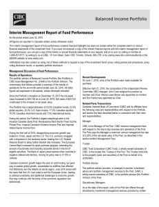 Balanced Income Portfolio Interim Management Report of Fund
