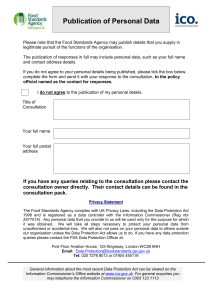 Data protection form - Food Standards Agency