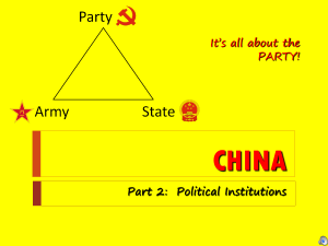 China Part 2 – Political Institutions