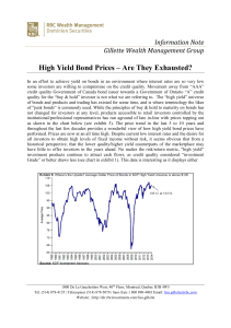 High Yield Bond Prices – Are They Exhausted?