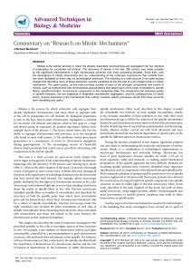 Commentary on “Research on Mitotic Mechanisms”