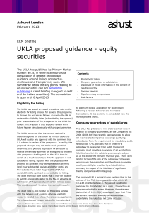 UKLA proposed guidance - equity securities | Ashurst